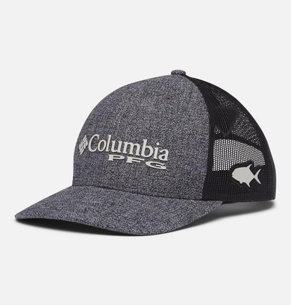 Columbia Mens Baseball Cap Sale UK - PFG Mesh Snap Back Accessories Grey Black UK-296493